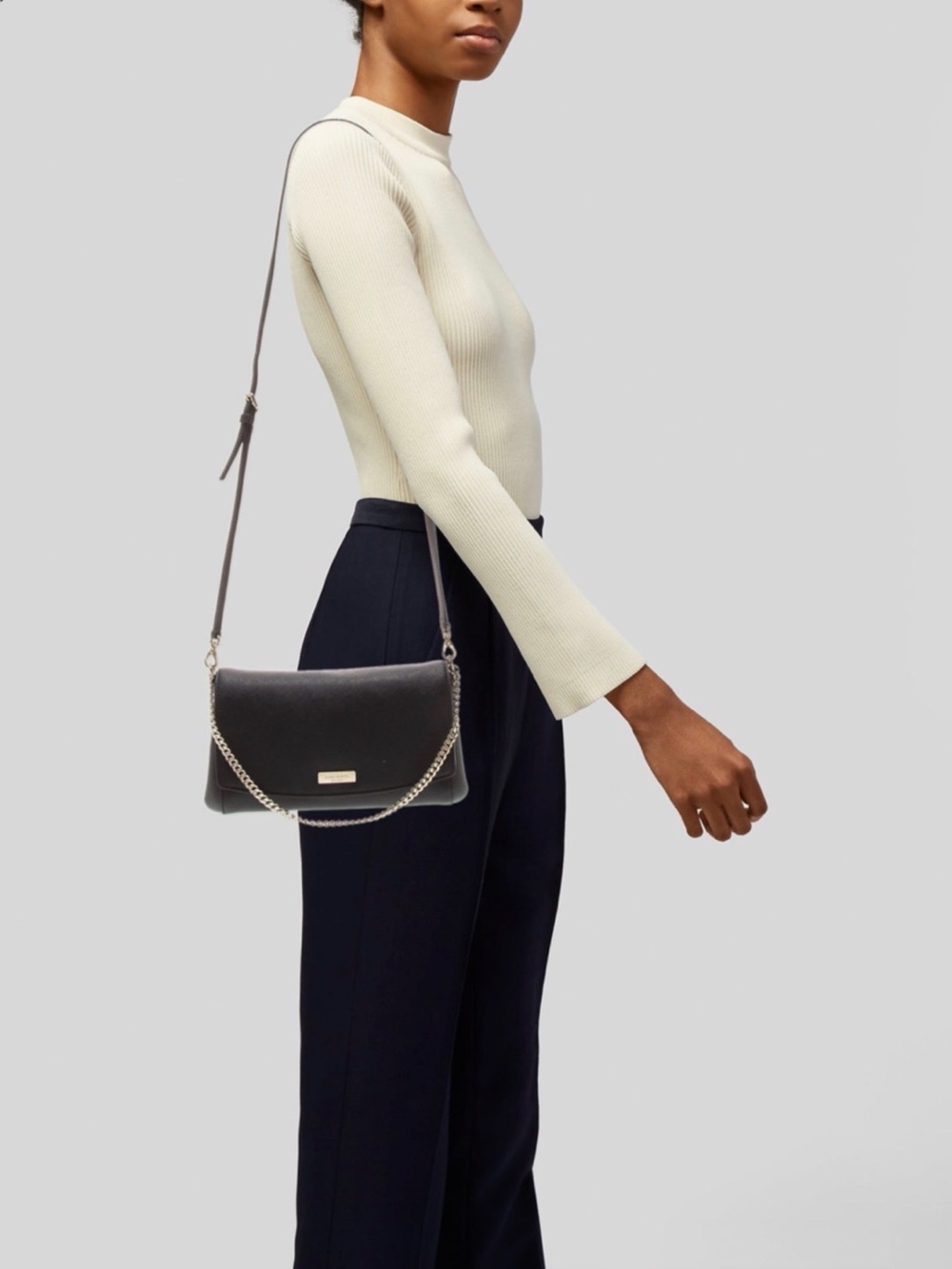Kate Spade Black Crossbody with Gold Chain Strap
